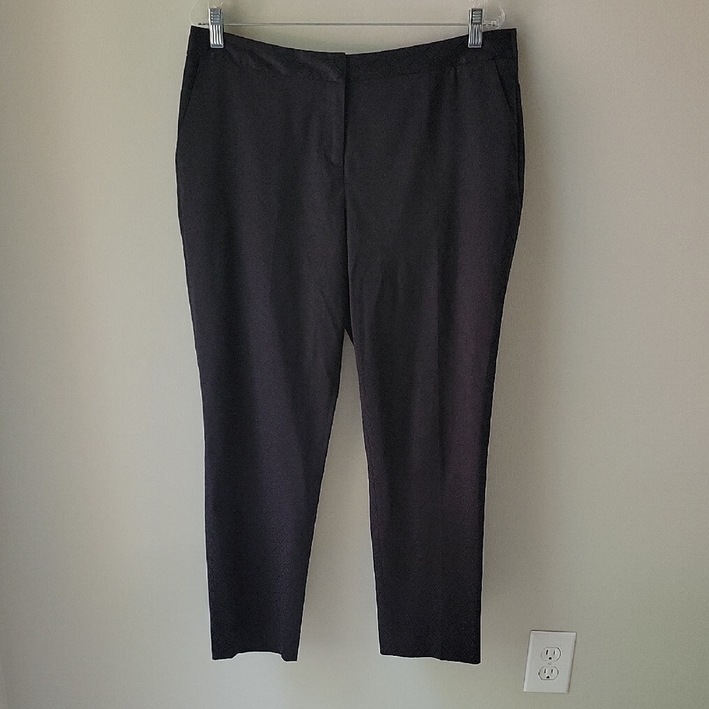Laundry By‎ Shelli Segal Print Black Ankle Dress Pants Womens Size 14 - Picture 2 of 13